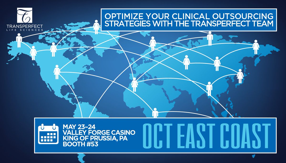 TransPerfect's tweet photo. Let us help you run your clinical trials more efficiently. See you at #OCTEastCoast today! https://t.co/sLslqYtW9e #Booth53 #LifeSci https://t.co/kwUHgO5kgA