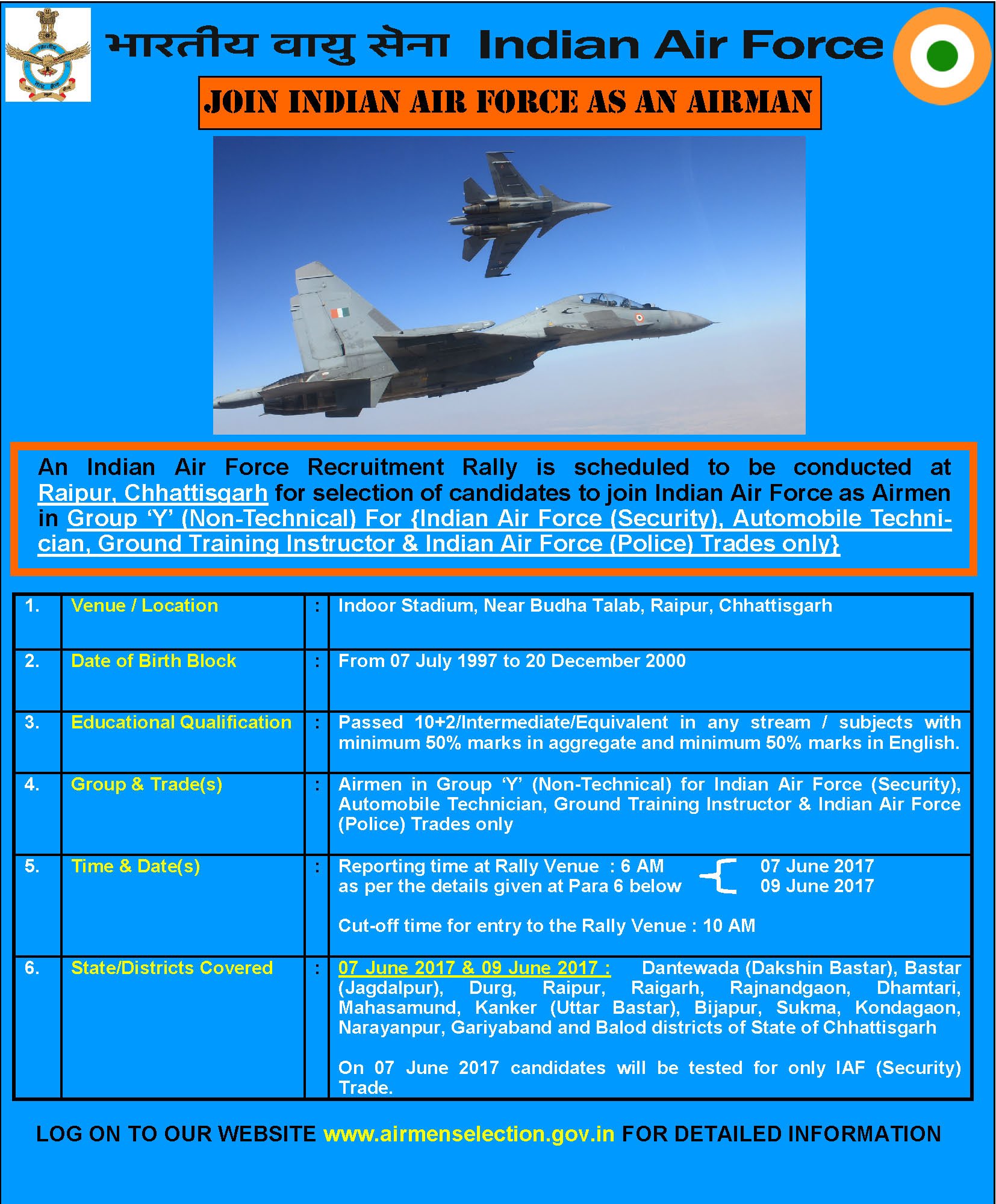 Indian Air Force on X: &ldquo;JOIN #IAF: Recruitment Rally for #Airmen 