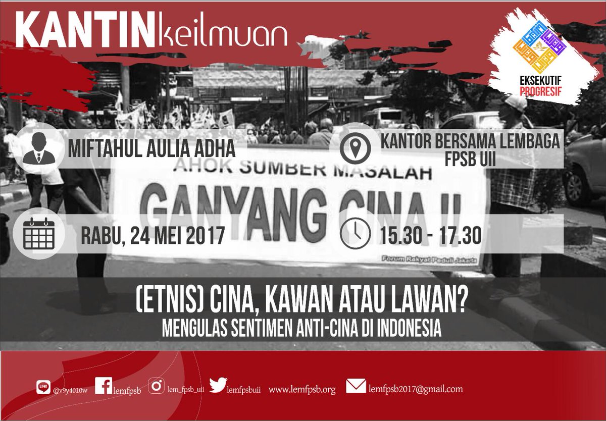 📢KANTIN KEILMUAN📢
[ETNIS] CINA,  KAWAN ATAU LAWAN? 👍

*Free Entry &amp; Snack 😱
Save the date 👇