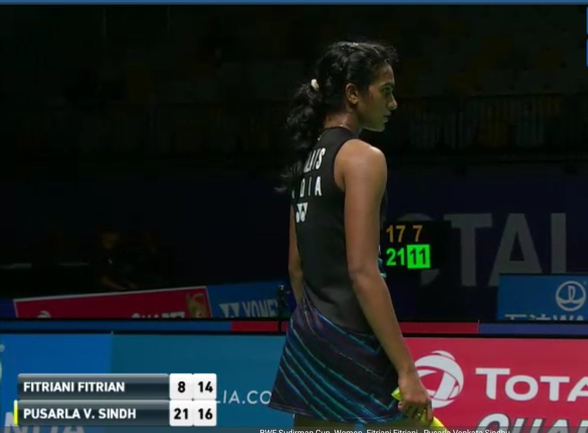 SportsIndia3's tweet photo. #SudirmanCup2017 

Brilliant @Pvsindhu1 beat F.Fitriani by 21-8 21-19 in WS to give India a unbeatable lead 

🇮🇳 3-1 🇵🇱

Well done 🇮🇳 https://t.co/z0nAzUsnA3