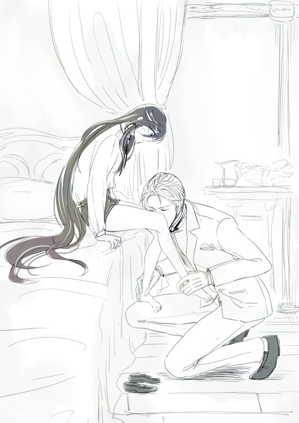 #キスの日なので昔描いたキスしてる長谷兼を載せる 