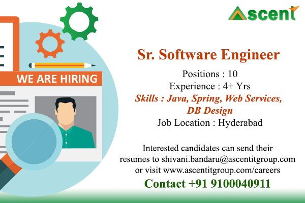 AscentItGroup's tweet photo. Ascent is hiring Sr. Software Engineers : https://t.co/Tsw6lmmuaM https://t.co/O0Wk6vWWCF