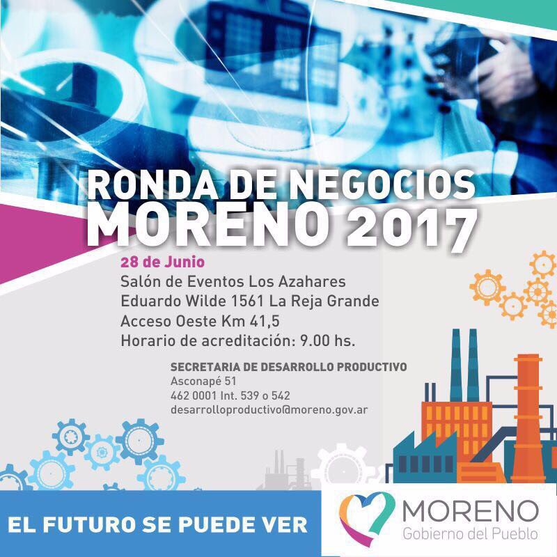 morenoproduce's tweet photo. 4ta RONDA DE NEGOCIOS MORENO 2017 - Solicitar ficha de inscripción a desarrolloproductivo@moreno.gov.ar 
@dibattistajesic https://t.co/z4pHKYmxGY