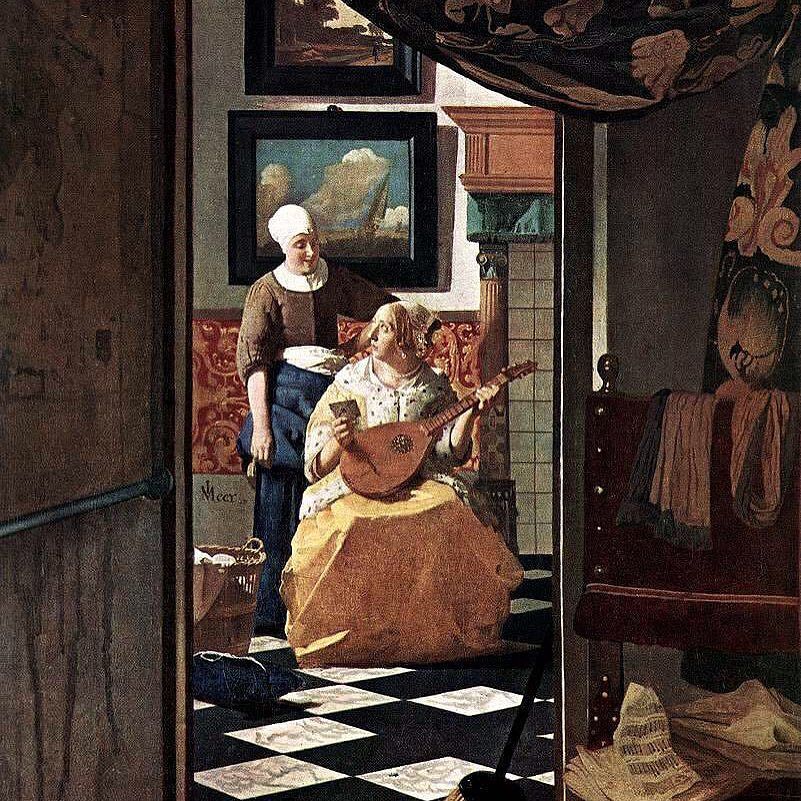 LaBoiteTokyo's tweet photo. Johannes Vermeer, De Liefdesbrief, 1670 #publicdomain https://t.co/ml1wN5pIxc
