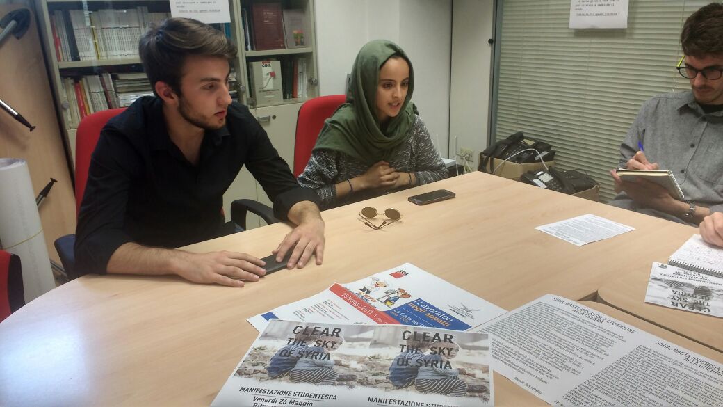reteBL's tweet photo. Conferenza stampa su #ClearTheSkyOfSyria manifestazione il 26 maggio, in solidarietà al popolo siriano
 @CorriereAlpi @corriereveneto https://t.co/jdvjU5uiHK