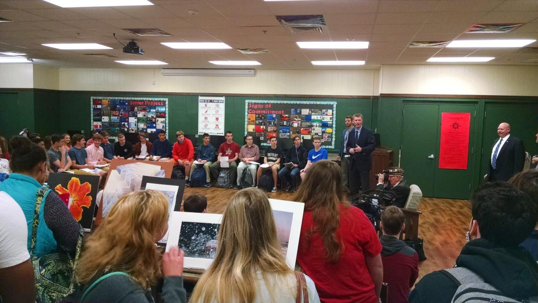 TobyGibbons1's tweet photo. Welcome the NHS 4th Annual Veteran Interview Project for our Juniors. We are fortunate to have 8 veterans from all conflicts from WW2 to now https://t.co/d8Fx6kKUIq