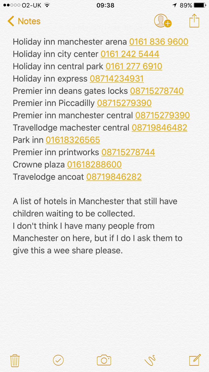 stelpanie's tweet photo. #Manchester A list of hotels with kids that still need picked up I hope this helps https://t.co/e6LCoTC9ci