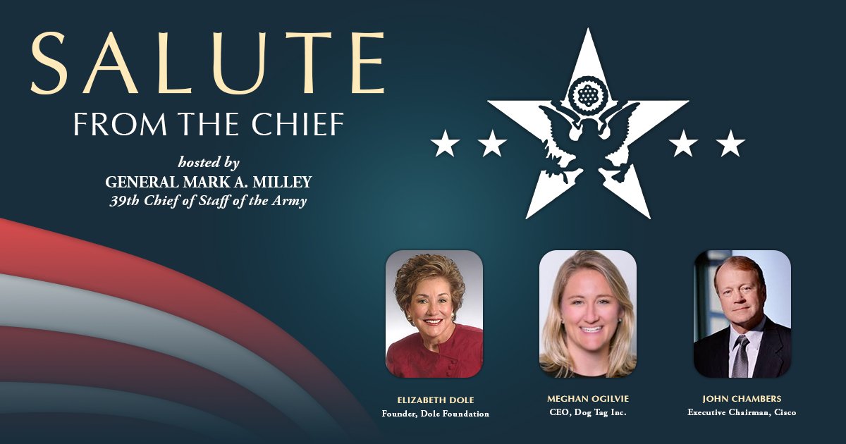 Join me at 6pm tonight for a LIVE #SaluteFromTheChief to three Americans with unwavering support to those who serve.
