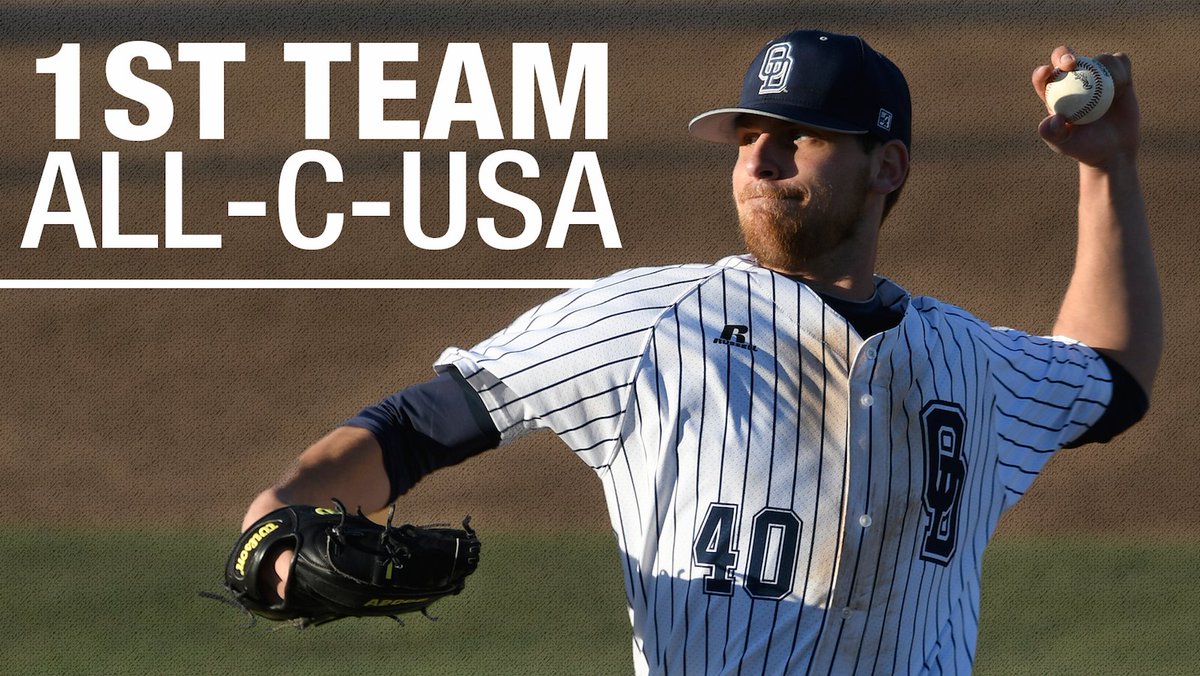 ODUBaseball's tweet photo. 1st Team All-C-USA: Adam Bainbridge.

Bainbridge is 7-3 with a 3.46 ERA and 67/19 K/BB, including 2 complete games &amp; 1 shutout. #ODUBaseball https://t.co/U8R0Wq3BHl