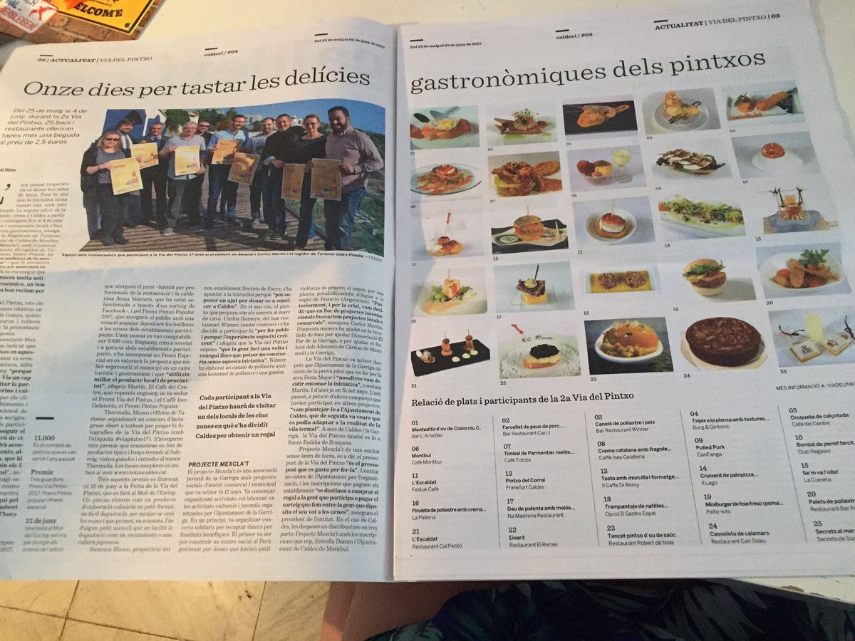 viapintxo's tweet photo. Hi han qui ja han començat a estudiar els 25 pintxos d'enguany amb l'article del #Calderí ! Esteu llestos per la #ViaPintxo17 d'enguany?😋 https://t.co/DSowBjbdX0