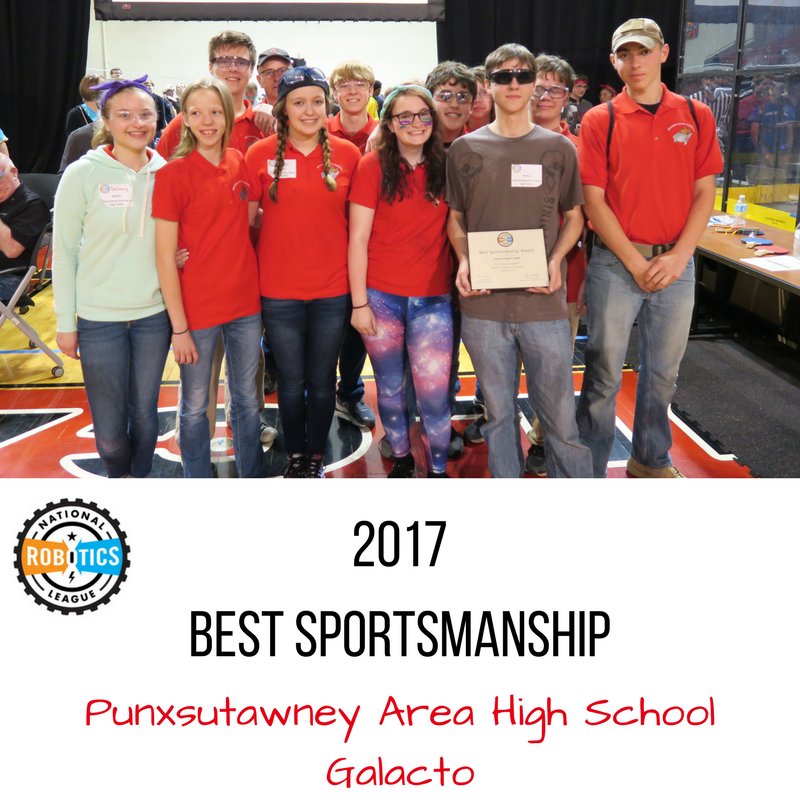 Congrats to our 2017 Best Sportsmanship Award Winners: Punxsutawney Area HS- Galacto! #goNRL