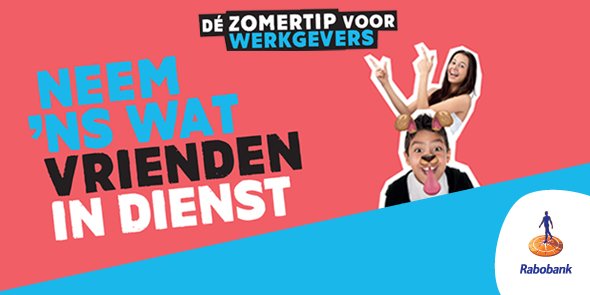 Plaats uw vacature op Vriendengevraagd. Hét platform waar jongeren op kijken voor zomerbanen. Kijk op rabobank.nl/zomerbaan voor alle info