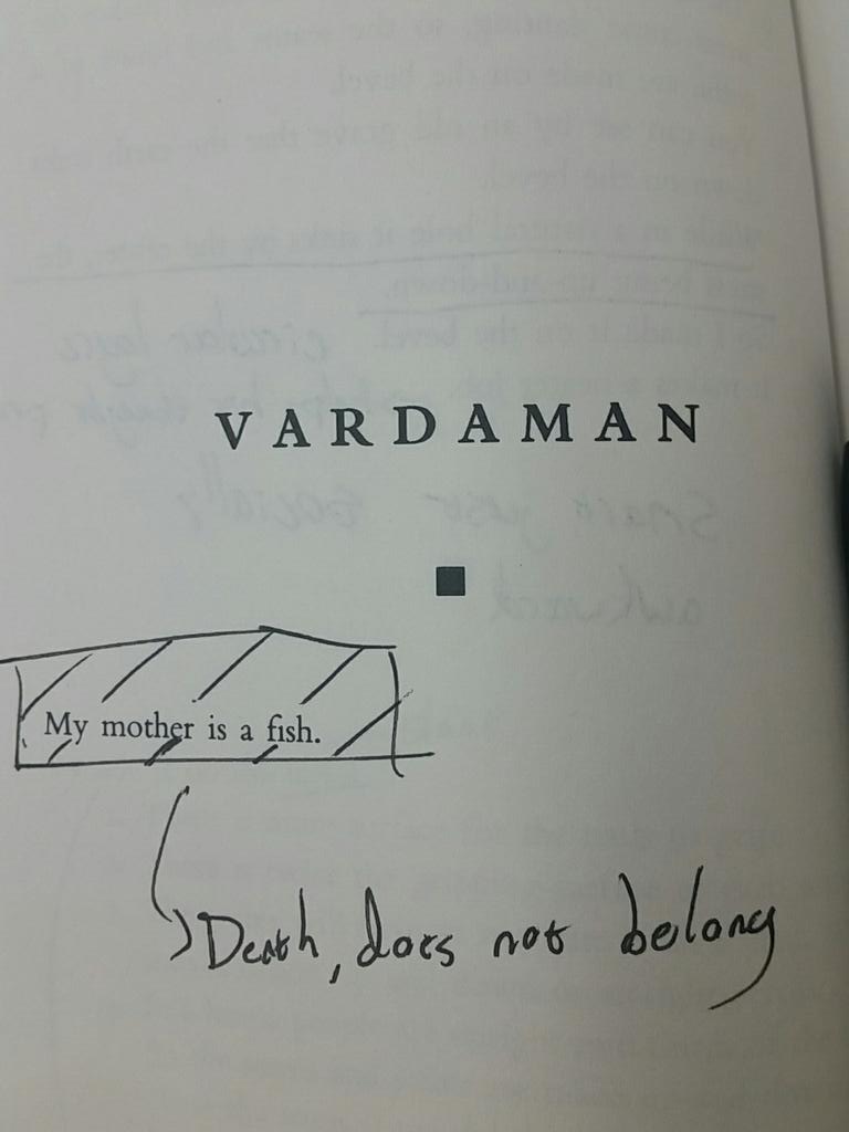 TJDitty123's tweet photo. She isn't a corpse, or a human, but a fish... poor Vardaman. #AILD19 https://t.co/1PhNfhNefQ