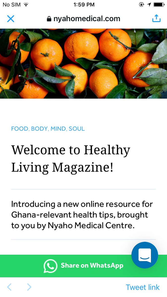 Screenshot of "Welcome to Healthy Living Magazine!" page.