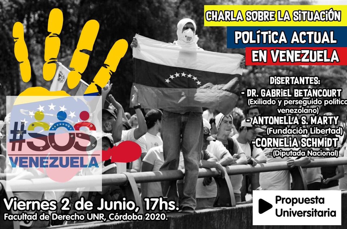PropuestaUnr's tweet photo. #VENEZUELASOS
⚠️Charla sobre la situación política actual en Venezuela y la vulneración de los DD HH⚠️
#SecretariaDDHH #CambiemosDerecho https://t.co/kzVXbF3bQa