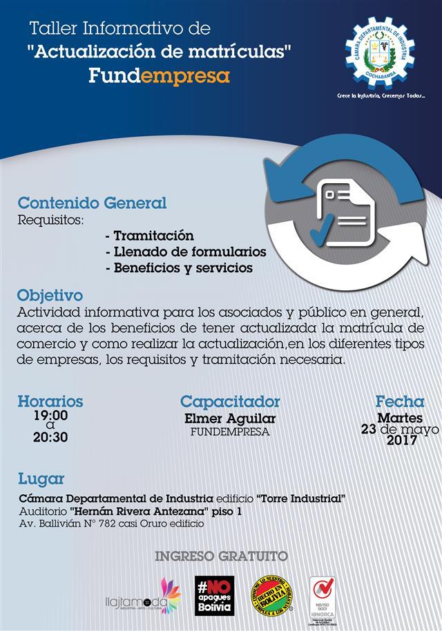 CDCCBA's tweet image. TALLER INFORMATIVO “ACTUALIZACIÓN DE MATRÍCULAS” FUNDEMPRESA cdccba.wordpress.com/2017/05/23/tal…