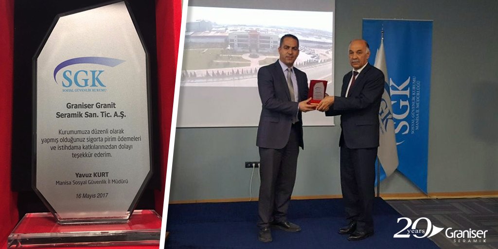 Sayın Yavuz Kurt’un katılımıyla SGK tarafından bize takdim edilen bu kıymetli “Teşekkür Plaketini” almaktan gurur ve mutluluk duyuyoruz.