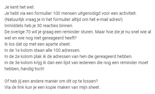 pensioloog's tweet photo. Reminders versturen aan iedereen die niet gereageerd heeft. Hoe doe je dat snel?
Ik selecteer de adressen dus zo...
https://t.co/PjvjkxVNcN https://t.co/Ftpe0DGUb3