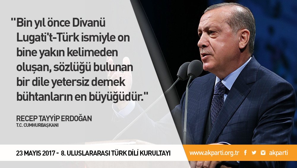 "Divanü Lugati't-Türk ismiyle on bine yakın kelimeden oluşan sözlüğü bulunan bir dile yetersiz demek, bühtanların en büyüğüdür."