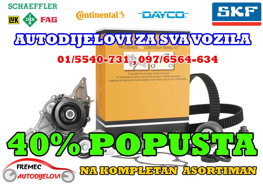 AUTODIJELOVI ZA SVA VOZILA / DIJELOVI ZA SVE AUTE !
BESPLATNA DOSTAVA RH 
NAZOVITE ODMAH: 01/5540-731, 097/6564-634