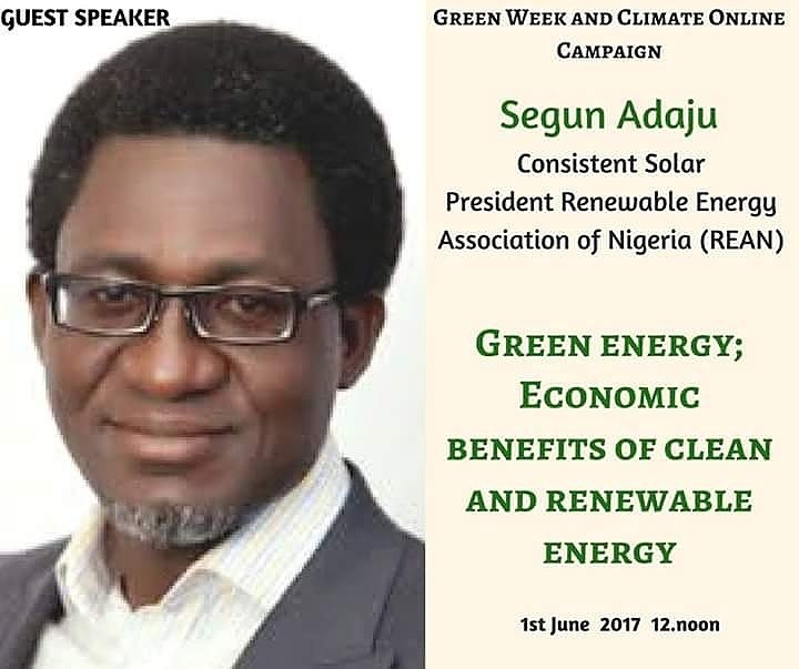 ClimateSmartNig's tweet photo. It'll be a privilege to learn about the Economic Benefits of going green from this reputable speaker. https://t.co/59aWCnCCYV