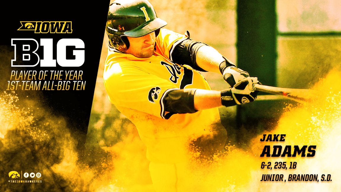 . <a href="/Jakeadams23/">Jake Adams</a> is the first Hawkeye since 1992 (Brett Backlund) and just the 2nd player in program history to be #B1GBaseball POY! #Hawkeyes