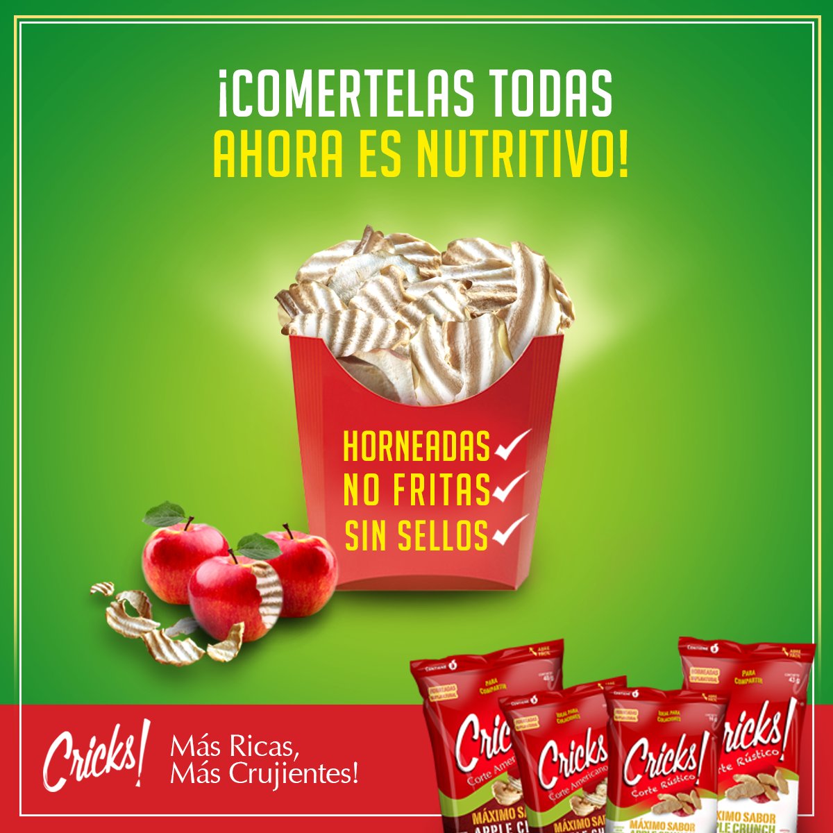 Crickscl's tweet image. ¡Despreocúpate! Ahora comer #snacks es 100% saludable. Descubre con #Cricks! el máximo sabor. ¡Únete a nuestro #fanpage y #concursa! #Chile