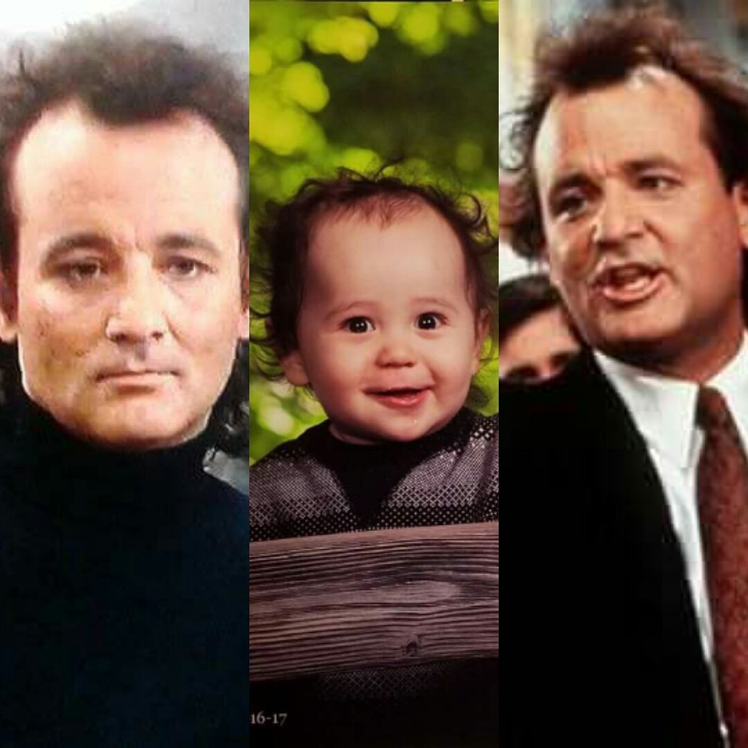 NerdyNativeMama's tweet photo. Can you find my son, Ash? Haha #BillMurray has a lot of explaining to do ;) #celebritydoppleganger #80shair #90sclothes #nerdmom https://t.co/7gaztRp02P