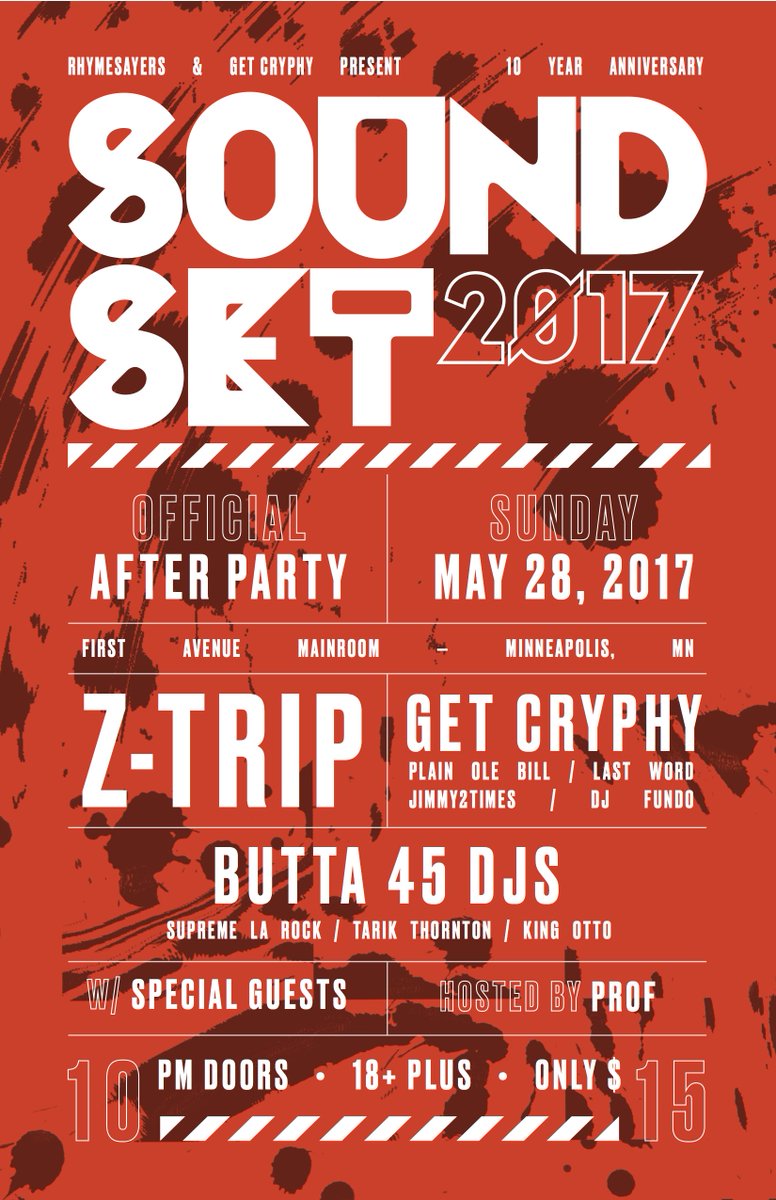 RT for a chance to win (2) tickets to the official @soundset after party at @FirstAvenue hosted by @Profgampo ! Winner chosen tonight at 6pm