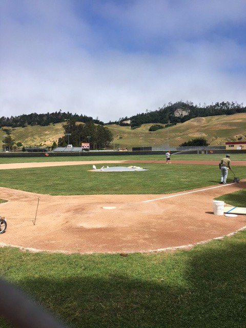 CoastUnionHS's tweet photo. Getting the field ready for the 2nd Round CIF Playoff game today vs. Albert Einstein Academy. What a beautiful day for baseball. GO BRONCOS https://t.co/50imVZY21V