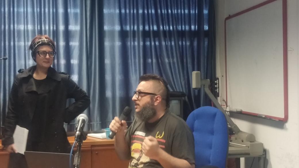 donatelladr's tweet photo. Salvatore Iaconesi and Oriana Persico talking about the algorythmic novel a new literary genre: ) at #fearloathing https://t.co/KjvEhLmUMv
