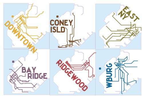 BulletMap's tweet photo. Back in the early days of the Bullet Map, I color coded Brooklyn  lines by major terminals. Kinda worked on just BK. https://t.co/oEA5kpVNnL