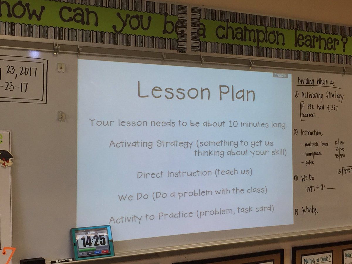 MsQuinFTW's tweet photo. The #quinners are working on their lesson plans. They picked a math topic we learned &amp; will teach the class. @ParksideProud @CCPSk5math https://t.co/xe1c6RDFxJ