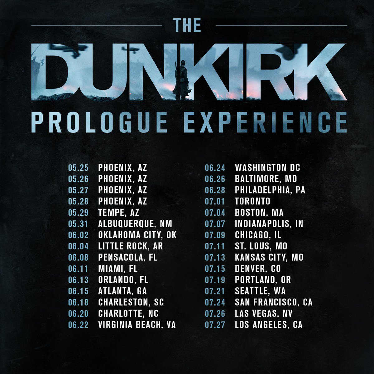 dunkirkmovie's tweet image. Experience the #Dunkirk prologue in a mobile theater experience, complete with motion seats. Go to dunkirkmovie.com/tour for details.