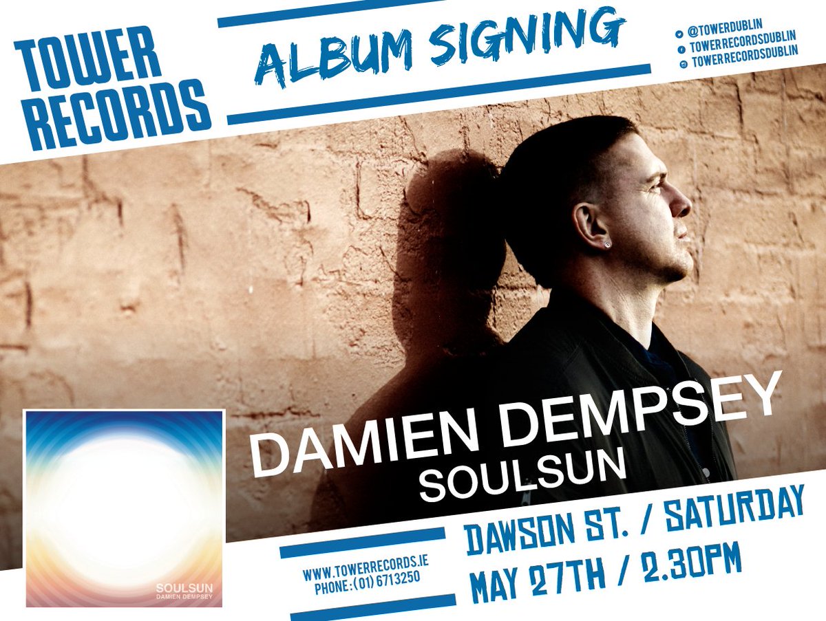 TowerDublin's tweet image. This Saturday one of our favourite Irish artists @DamoDempsey is dropping by to sign copies of his brand new album #Soulsun. Who's coming?