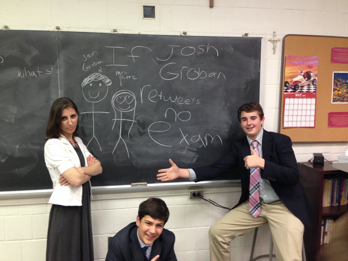 PatrickCone92's tweet photo. Dear @joshgroban if you retweet this our class does not have to take the exam. #Exemptus https://t.co/0FJDXvcY3v