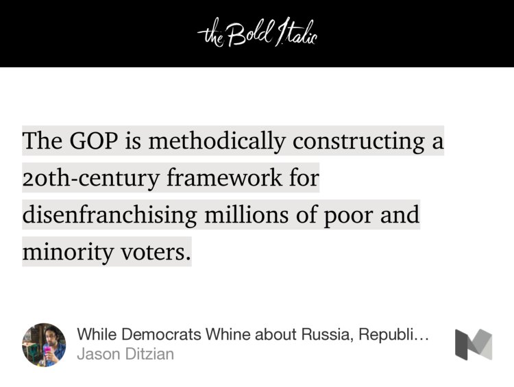 “While Democrats Whine about Russia, Republicans Are Hacking Electoral Math to Secure Minority…” — Jason Ditzian thebolditalic.com/while-democrat…