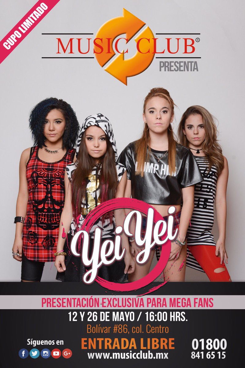 GrupoYeiYei's tweet photo. Viernes 26 de mayo #ExperienciaMusicClub @MusicClubStores Registro inbox por Instagram y Facebook "Grupo Yei Yei" 🎶❤️🔥 https://t.co/TL2ZWUL0uN