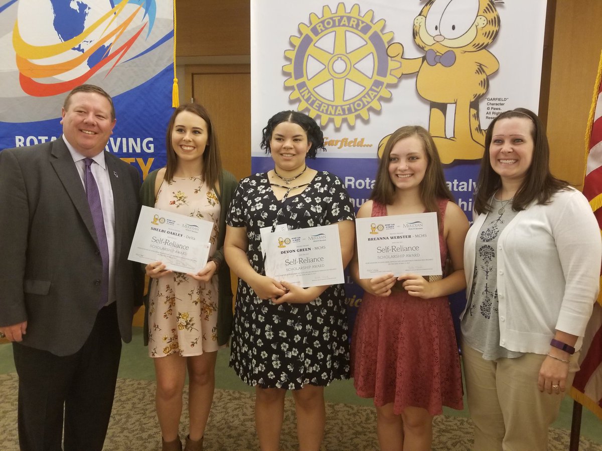 <a href="/MuncieRotary/">Muncie Rotary</a> Meridian Self-Reliance Awards recipients Shelby Oakley, Devon Green &amp; Breanna Webster <a href="/Central_MCS/">Principal Walker</a> <a href="/CounselorMcK/">Sabrina McKnight</a> <a href="/DrBaule_MCS/">Steven Baule</a>