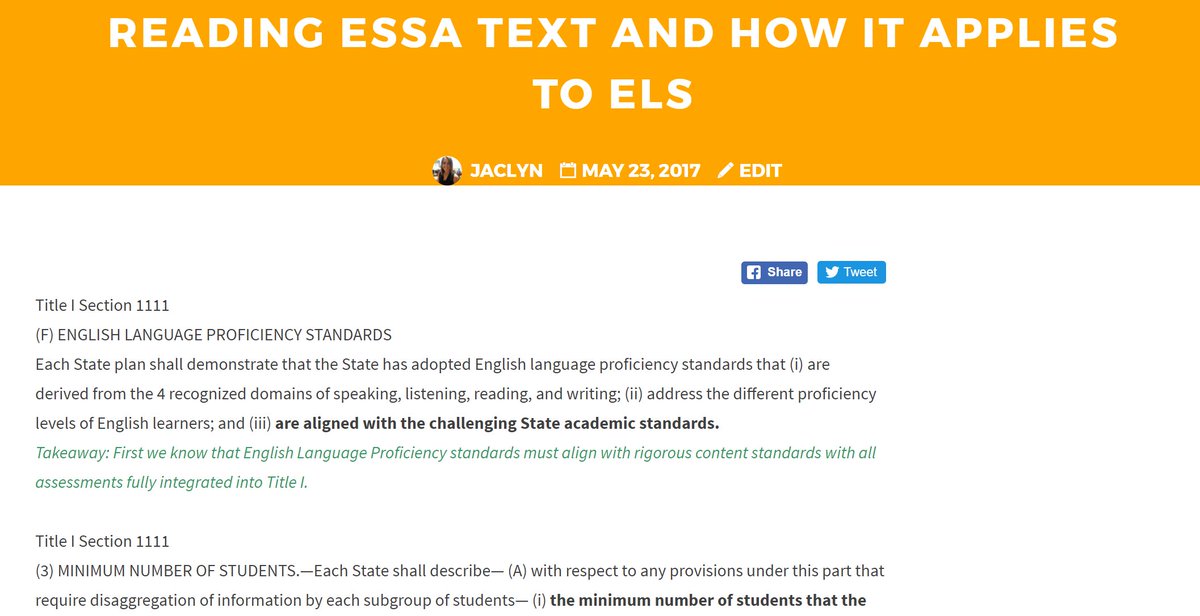 LessonPick's tweet image. Read our LessonPick takeaways from ESSA primary text on application for ELs. Article link: goo.gl/E19R82 #ESSA #lessonpick