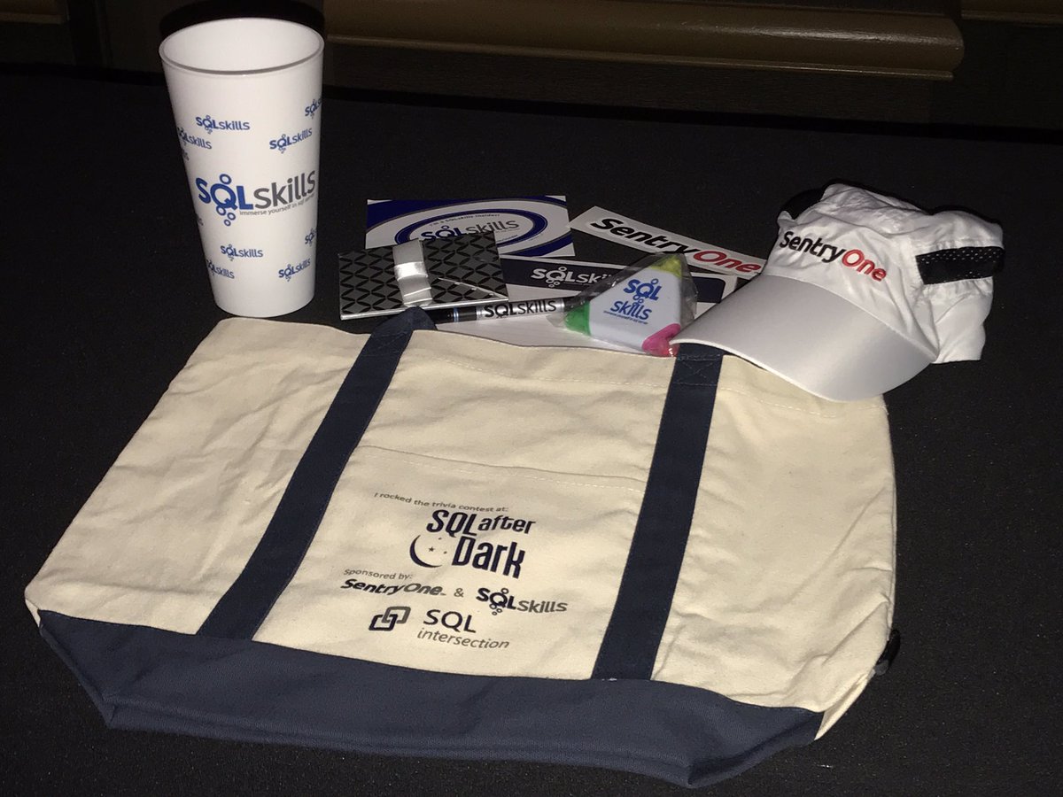 KimberlyLTripp's tweet image. Setting up #SQLafterDark @ #SQLintersection (our #SQL event at #DEVintersection); here's our trivia team prize -> cool swag + $25 gift card)