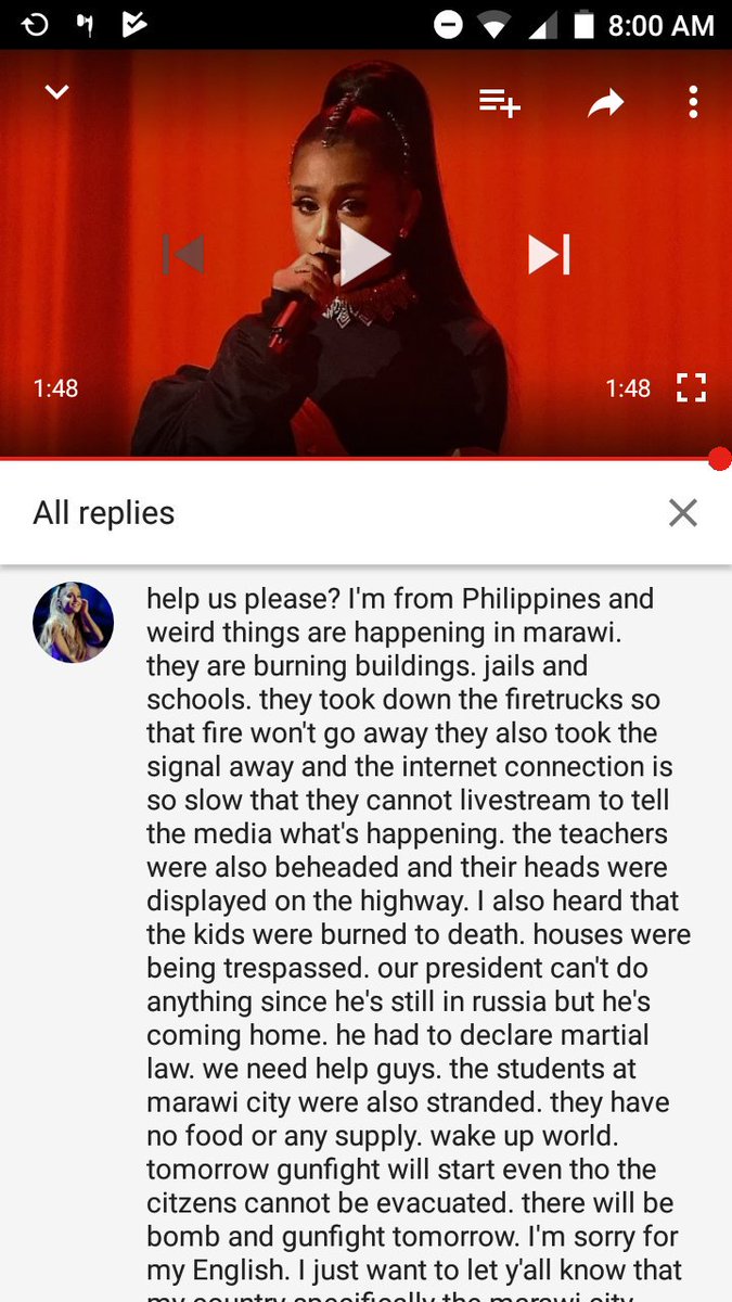 PentaholicKayla's tweet photo. I found a YouTube comment. #PrayForMarawi Rt to spread the word. https://t.co/SdY8n9vH5Y