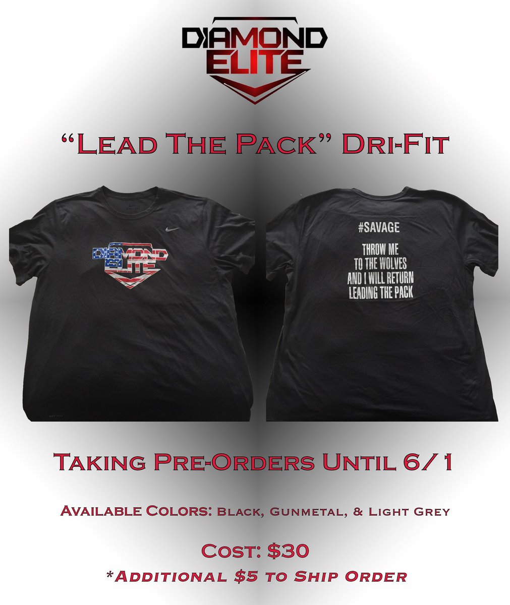 DiamondElit3's tweet photo. NEW "Lead The Pack" Limited Edition Nike Dri-fit!!! Taking Pre-Orders Until 6/1...Will Ship to You for Additional Cost...DM, Email, or Text https://t.co/Hp6Ff1YnXl