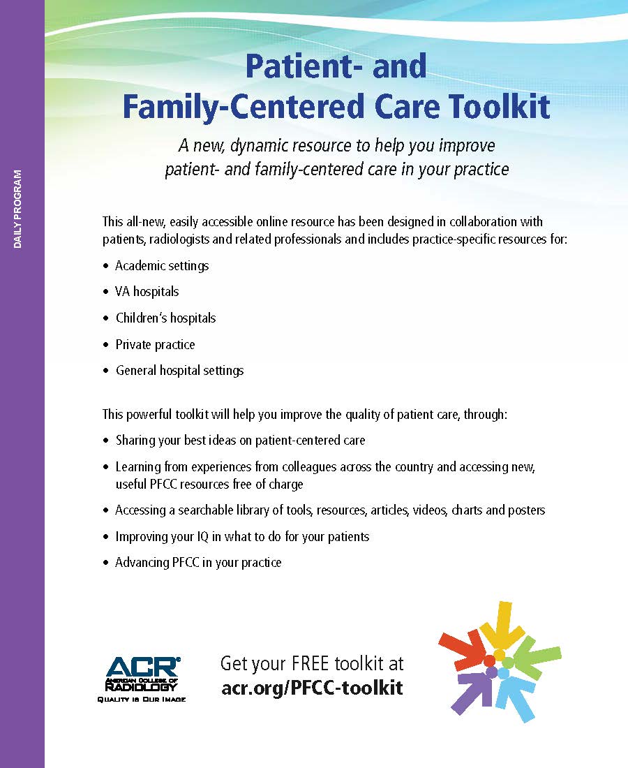 Be sure to see newest ACR resource the patient- and family-centered care toolkit, launching at #ACR2017 ow.ly/9yC030bOdFO