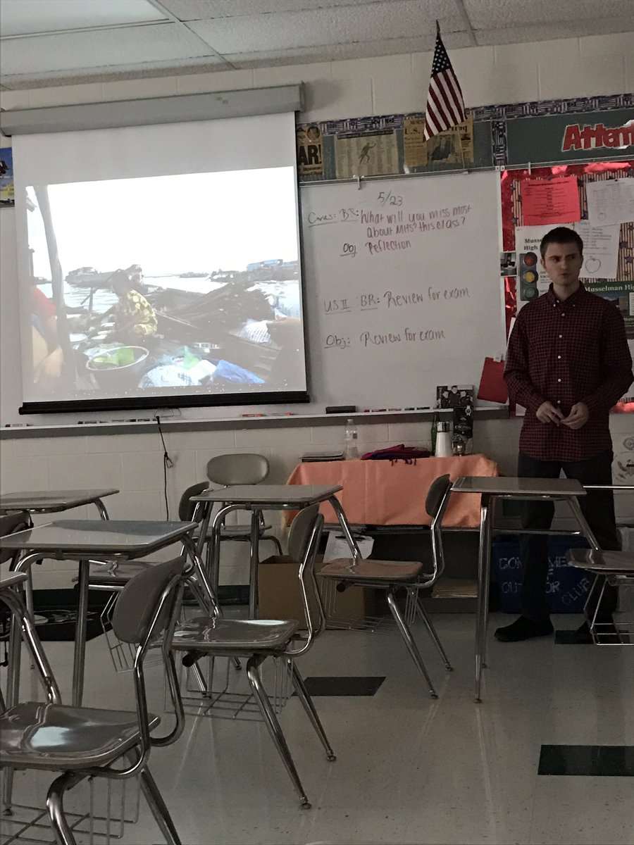 Garrett O'Connell, former AP/Civics student of Mr. Brown &amp; a 4H ambassador through WVU, giving a great presentation on Vietnam &amp; Cambodia.
