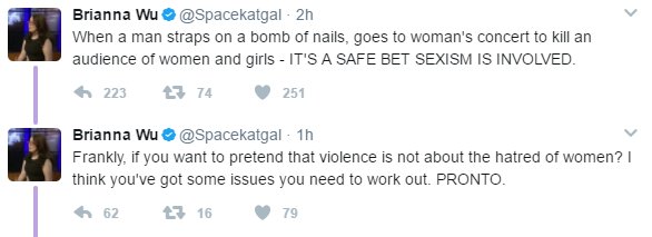 Brianna Wu - Democrat running for congress says Manchester is sexism, not terrorism