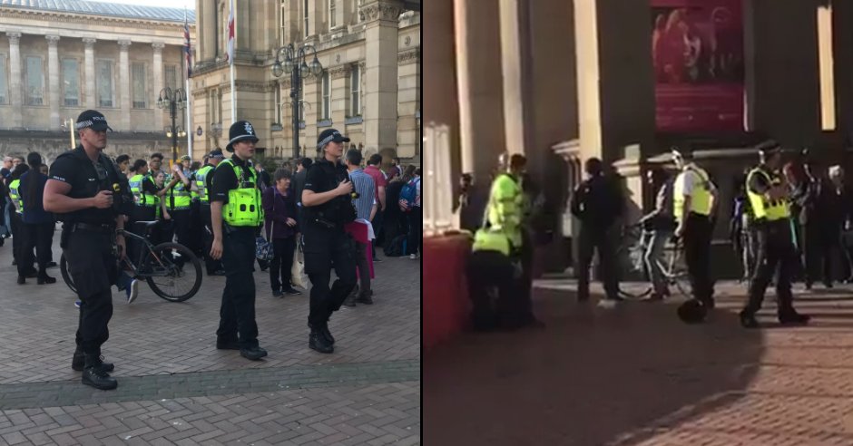 ladbible's tweet photo. Man wielding knife and baseball bat interrupts vigil for Manchester terror victims. https://t.co/GpG0MU34cY https://t.co/jRMw9KBv5Z