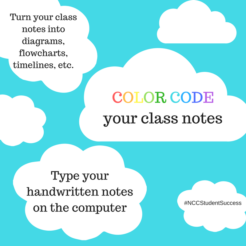 NCCStudSuccess's tweet photo. Re-organize your class notes to help you study for finals.  Here are some of our tips.  #NCCStudentSuccess https://t.co/XztlAwrvPx