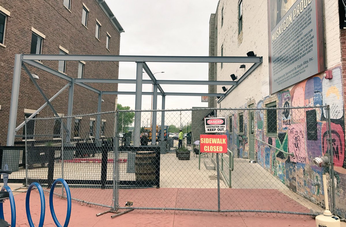 New steel beer structure is going up in the beer garden! #unrulybrewing #beergarden #livelifebeunruly