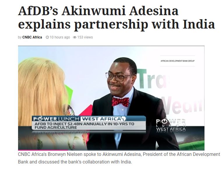 AfDB's Akinwumi Adesina explains partnership with India cnbcafrica.com/videos/2017/05… #AfDBAM2017 #FarmingIsCool #EnableYouth #jobs